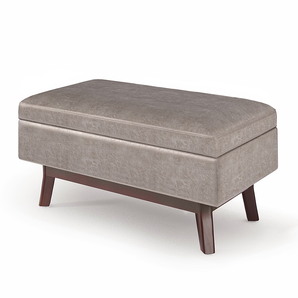 Angle View: Simpli Home - Owen Small Rectangular Storage Ottoman - Distressed Grey Taupe