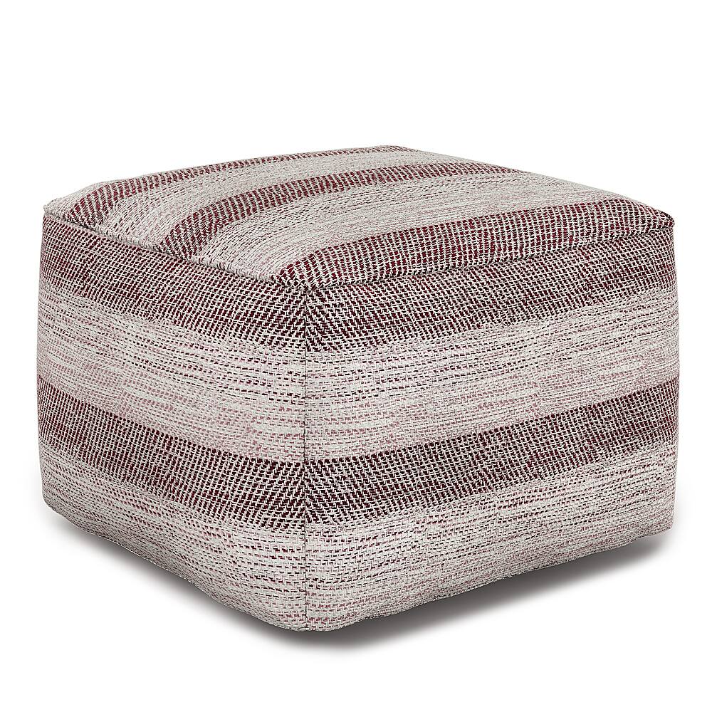 Angle Zoom. Simpli Home - Clay Square Pouf - Maroon Melange.