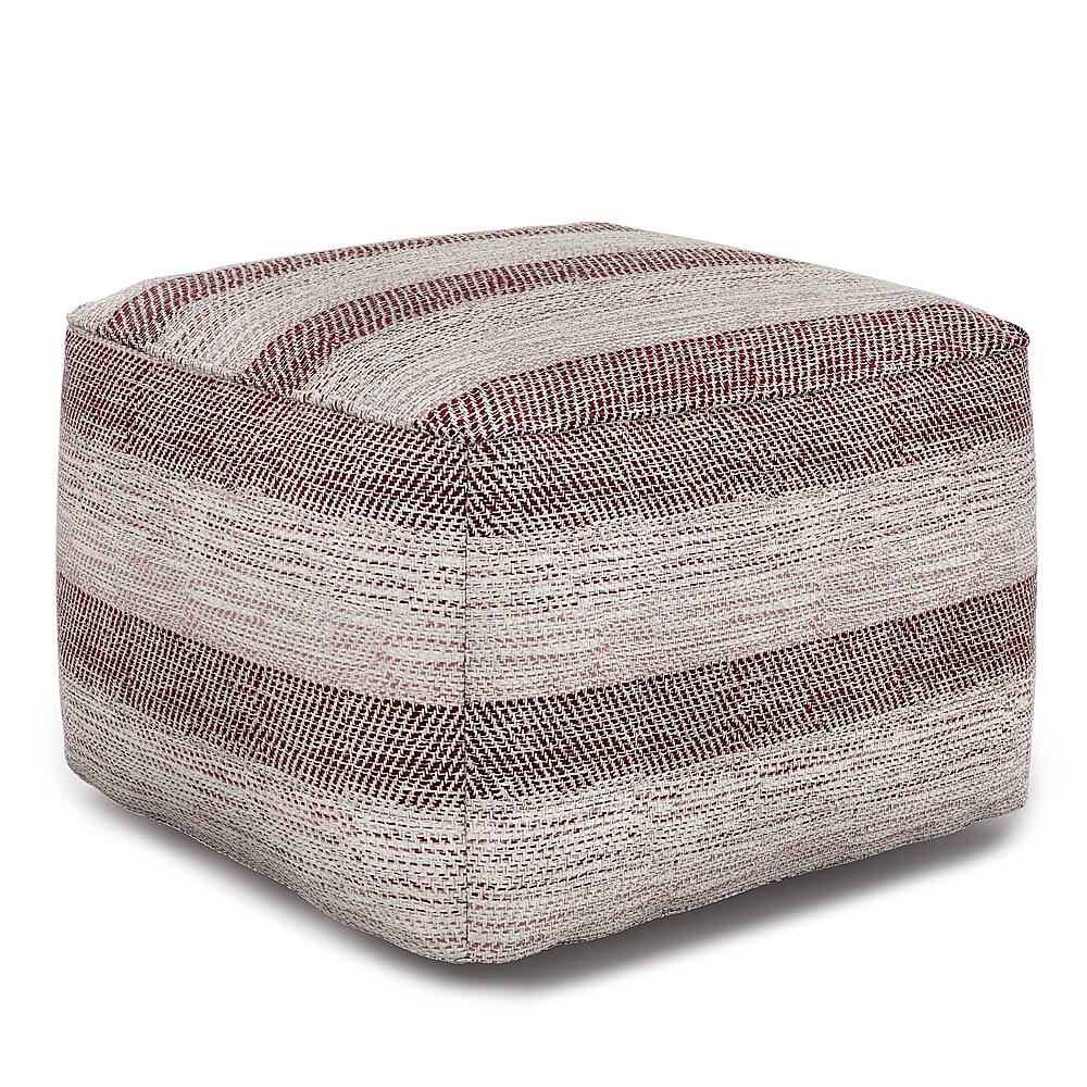 Angle View: Simpli Home - Clay Square Pouf - Maroon Melange