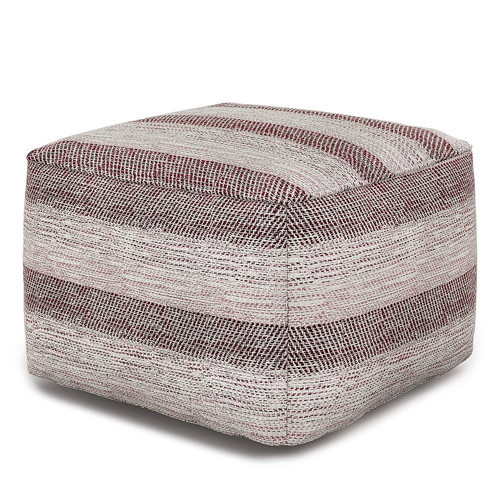Front Zoom. Simpli Home - Clay Square Pouf - Maroon Melange.