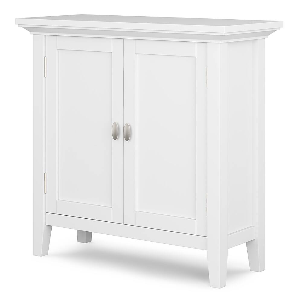 Angle. Simpli Home - Redmond SOLID WOOD 32 inch Wide Transitional Low Storage Cabinet in White - White.