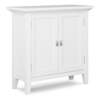 Simpli Home - Redmond SOLID WOOD 32 inch Wide Transitional Low Storage Cabinet in - White - Front_Zoom