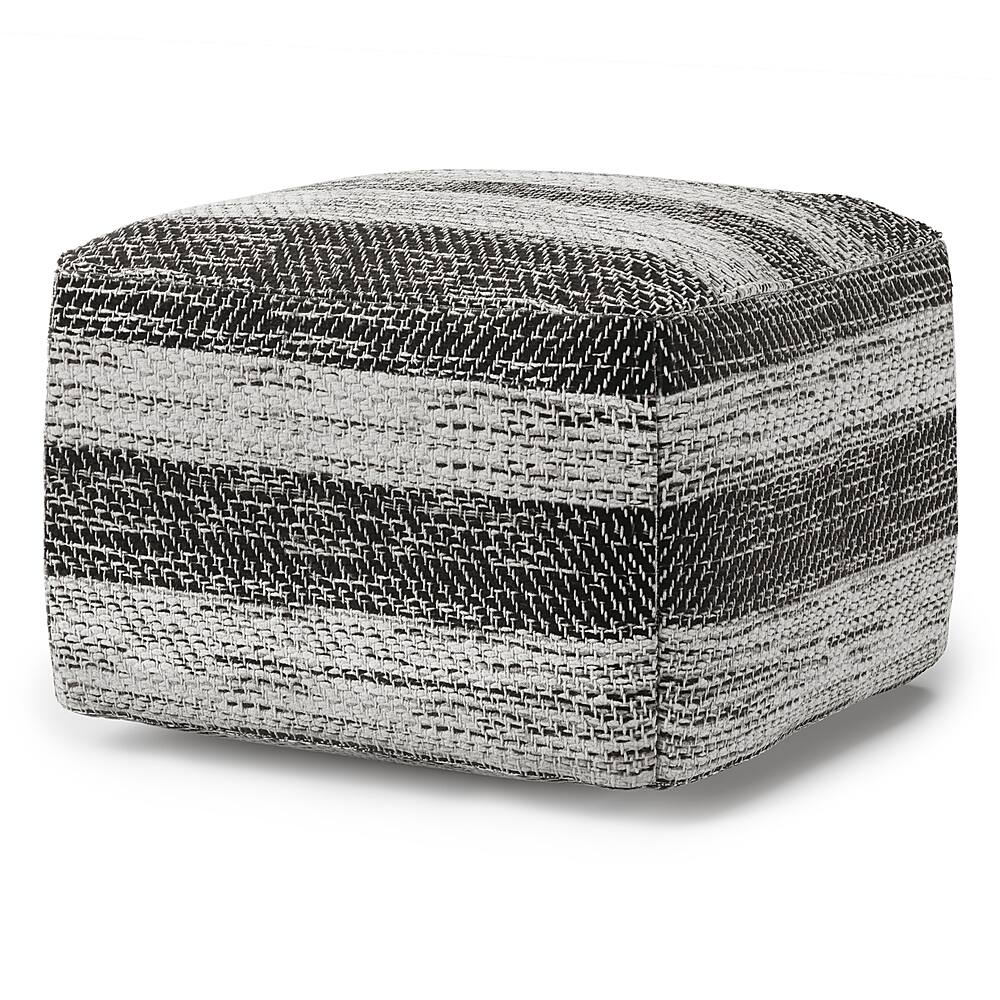 Angle View: Simpli Home - Clay Square Pouf - Grey Melange