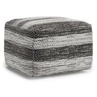 Simpli Home - Clay Square Pouf - Grey Melange - Front_Zoom