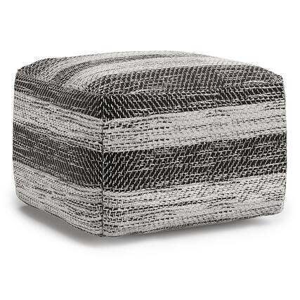 Front. Simpli Home - Clay Square Pouf - Grey Melange.