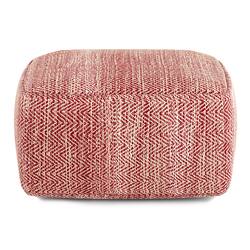 Simpli Home - Nate Square Pouf - Patterned Maroon Melange - Front_Zoom