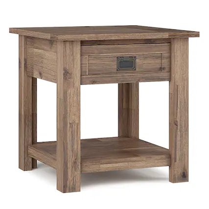 Front. Simpli Home - Monroe End Table - Rustic Natural Aged Brown.