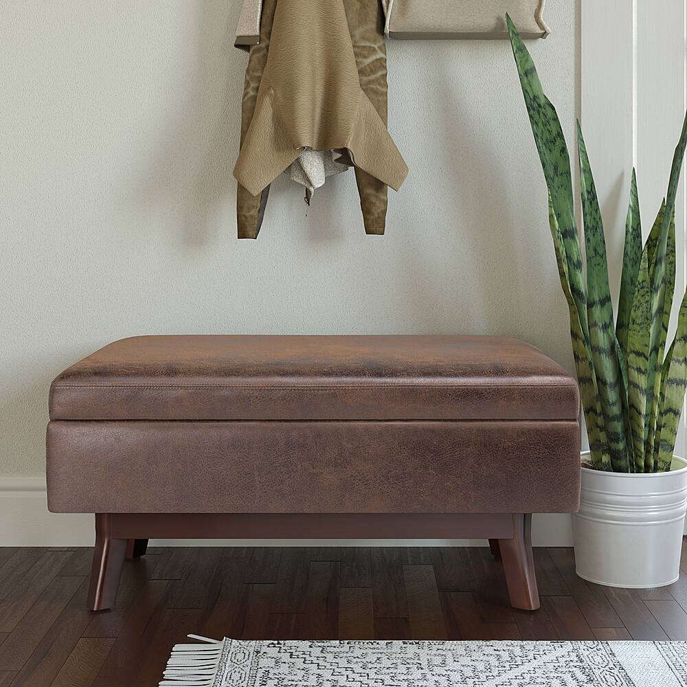 Alt View 11. Simpli Home - Owen Small Rectangular Storage Ottoman - Distressed Chestnut Brown.
