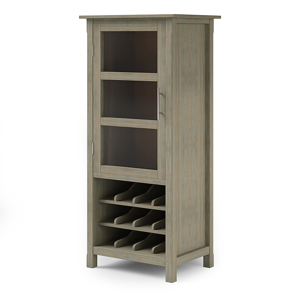 Angle View: Simpli Home - Avalon High Storage Wine Rack Cabinet - Distressed Grey