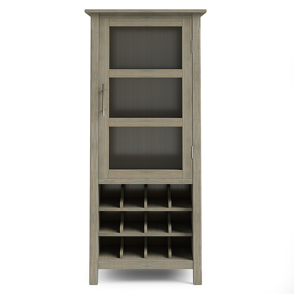 Left View: Simpli Home - Avalon High Storage Wine Rack Cabinet - Distressed Grey