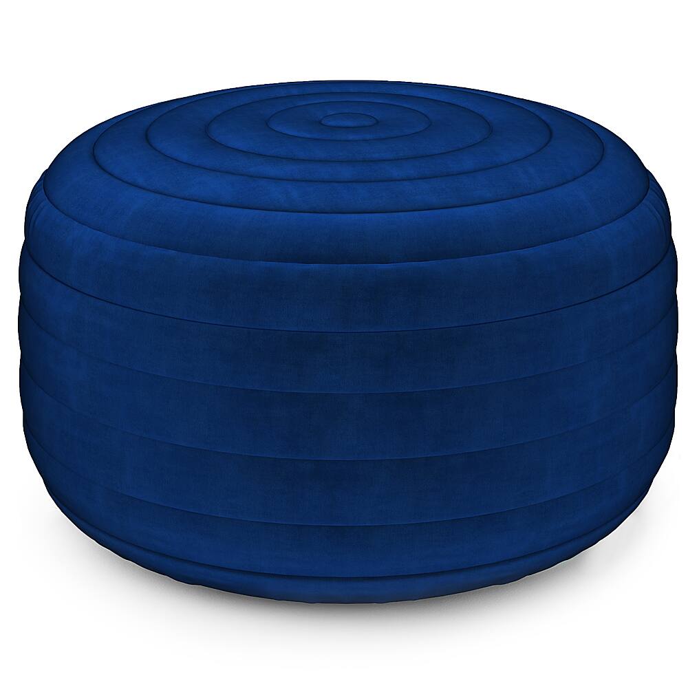 Angle View: Simpli Home - Vivienne Round Pouf - Blue Velvet