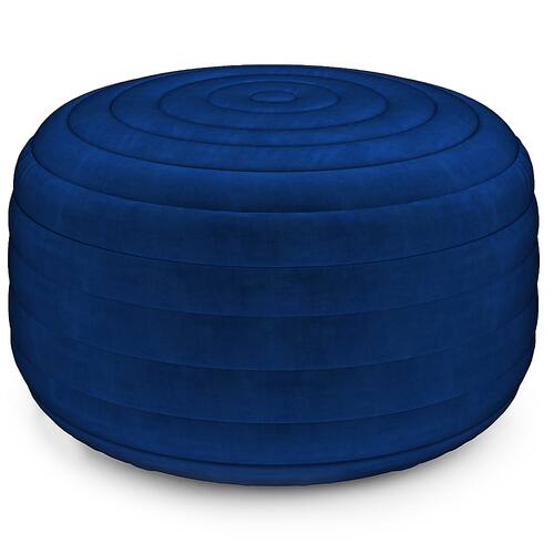 Simpli Home - Vivienne Round Pouf - Blue Velvet