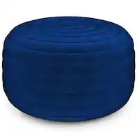 Simpli Home - Vivienne Round Pouf - Blue Velvet - Front_Zoom