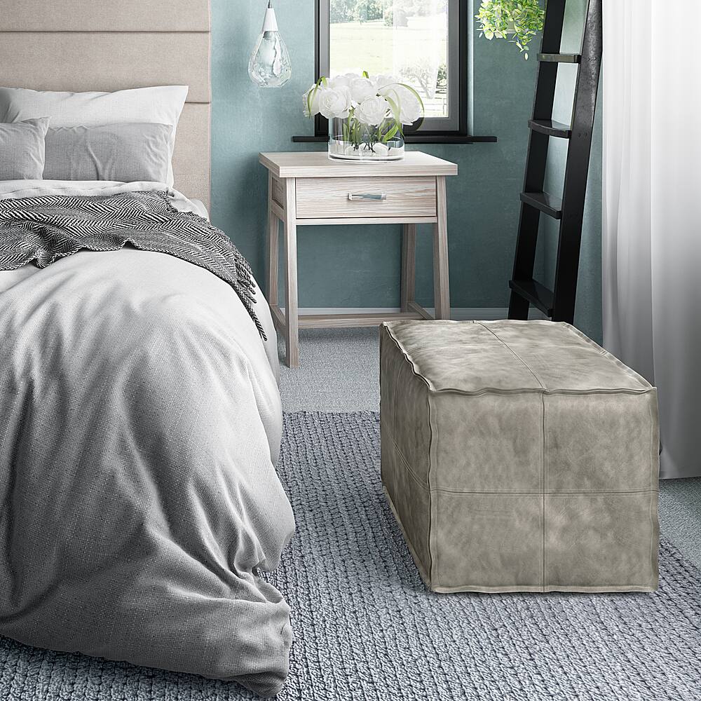 Alt View 11. Simpli Home - Brody Square Pouf - Distressed Grey.