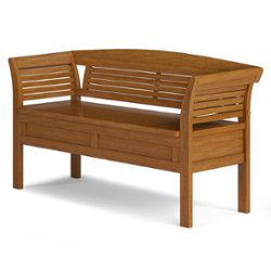 Simpli Home - Arlington Solid Wood 49 inch Wide Contemporary Entryway Storage Bench - Light Golden Brown - Front_Zoom
