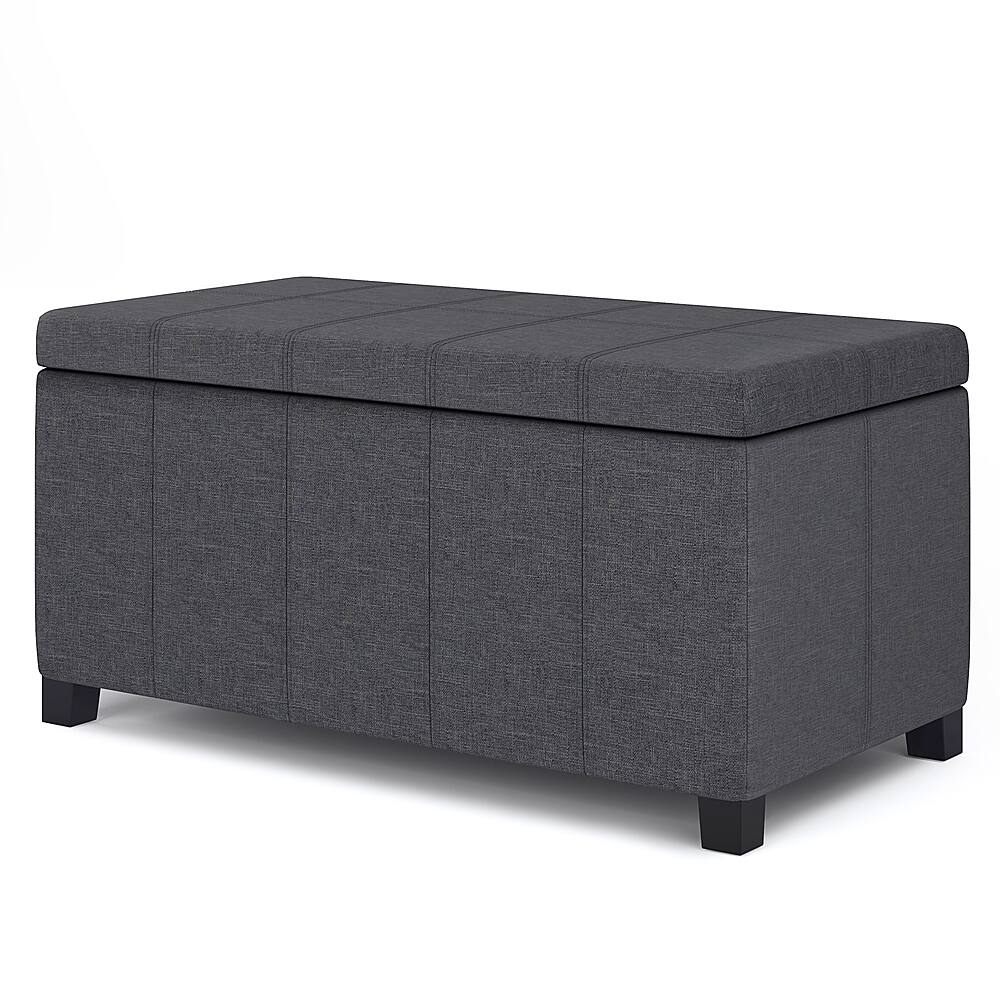 Angle. Simpli Home - Dover Storage Ottoman Bench - Slate Grey.