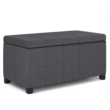 Front. Simpli Home - Dover Storage Ottoman Bench - Slate Grey.