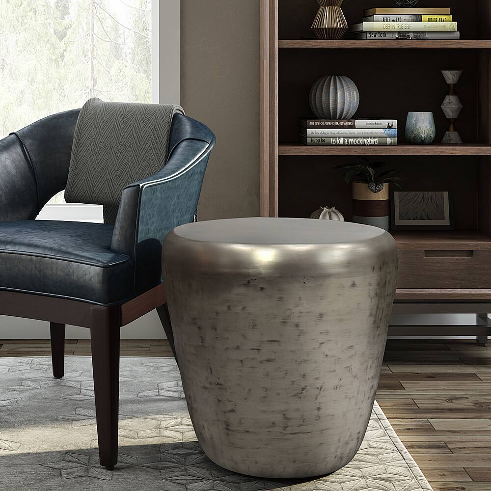 Alt View 11. Simpli Home - Garvy Metal Side Table - Antique Silver.