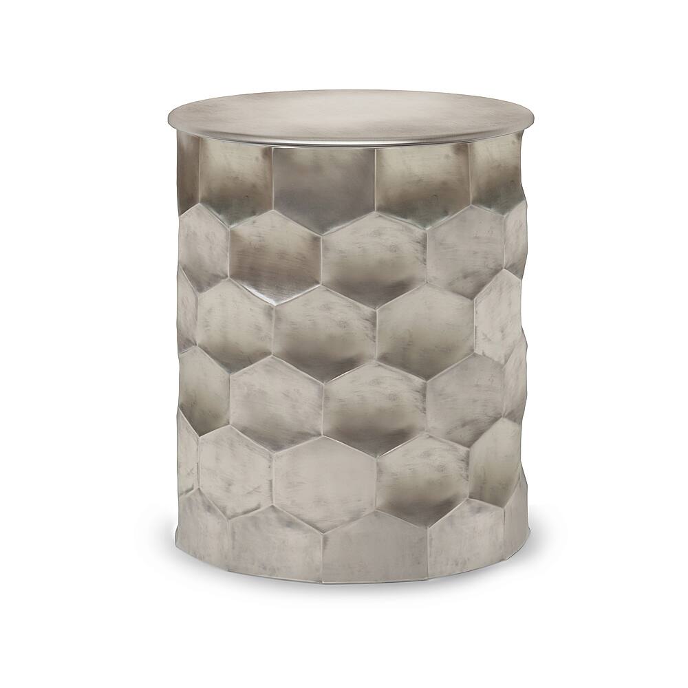 Angle. Simpli Home - Whitney Metal Storage Side Table - Antique Silver.