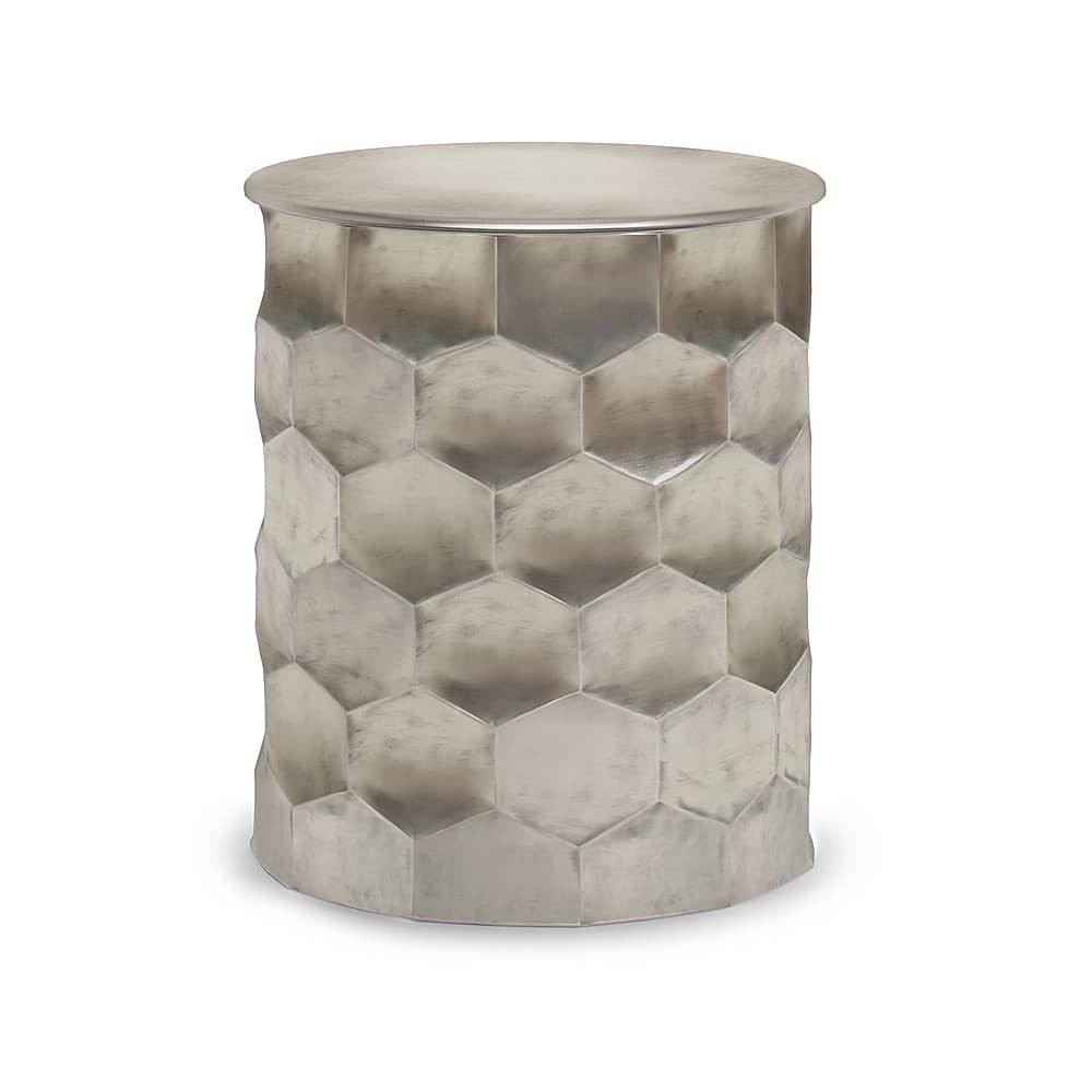 Front. Simpli Home - Whitney Metal Storage Side Table - Antique Silver.