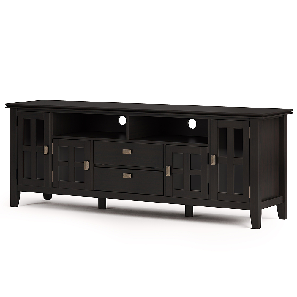 Angle View: Simpli Home - Artisan SOLID WOOD 72 inch Wide Transitional TV Media Stand in Hickory Brown For TVs up to 80 inches - Hickory Brown