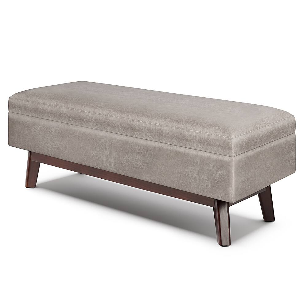 Angle. Simpli Home - Owen Rectangular Storage Ottoman - Distressed Grey Taupe.
