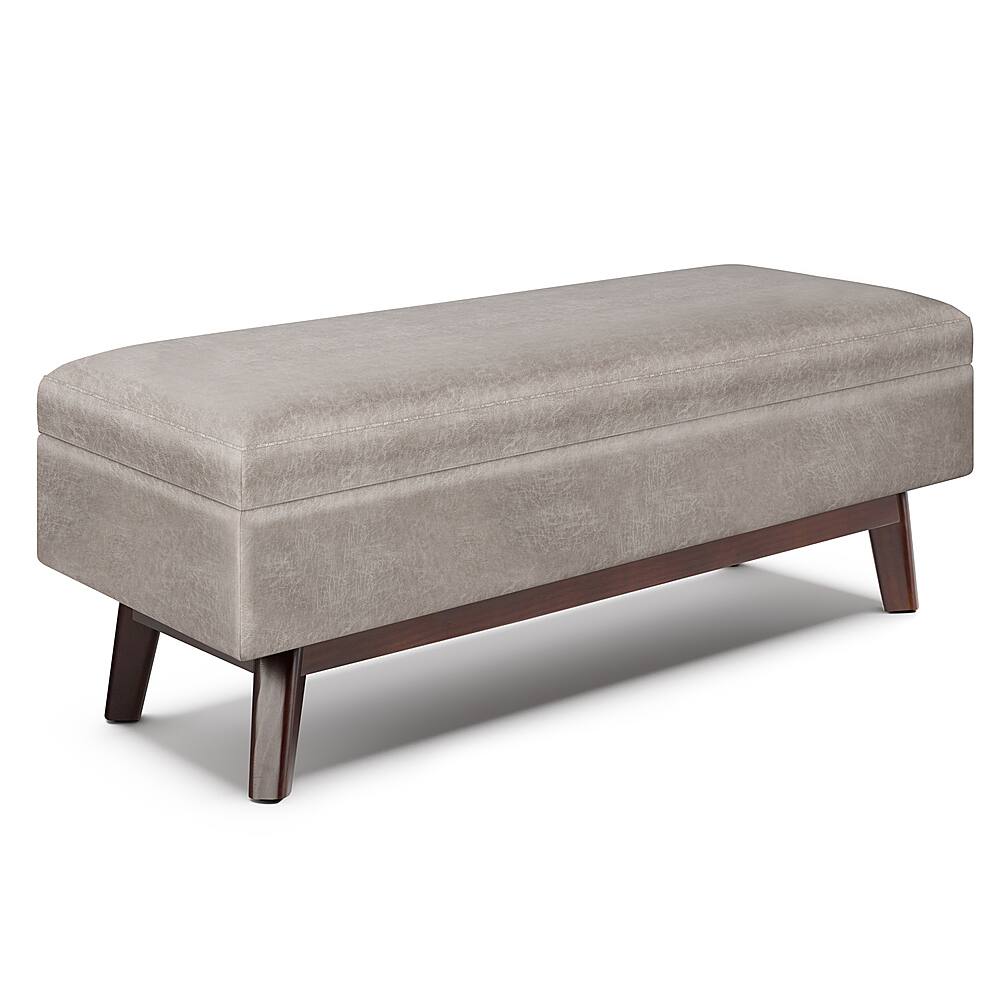 Simpli Home - Owen Rectangular Storage Ottoman - Distressed Grey Taupe - Front_Zoom