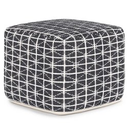 Simpli Home - Noreen Square Pouf - Slate Grey and White - Front_Zoom