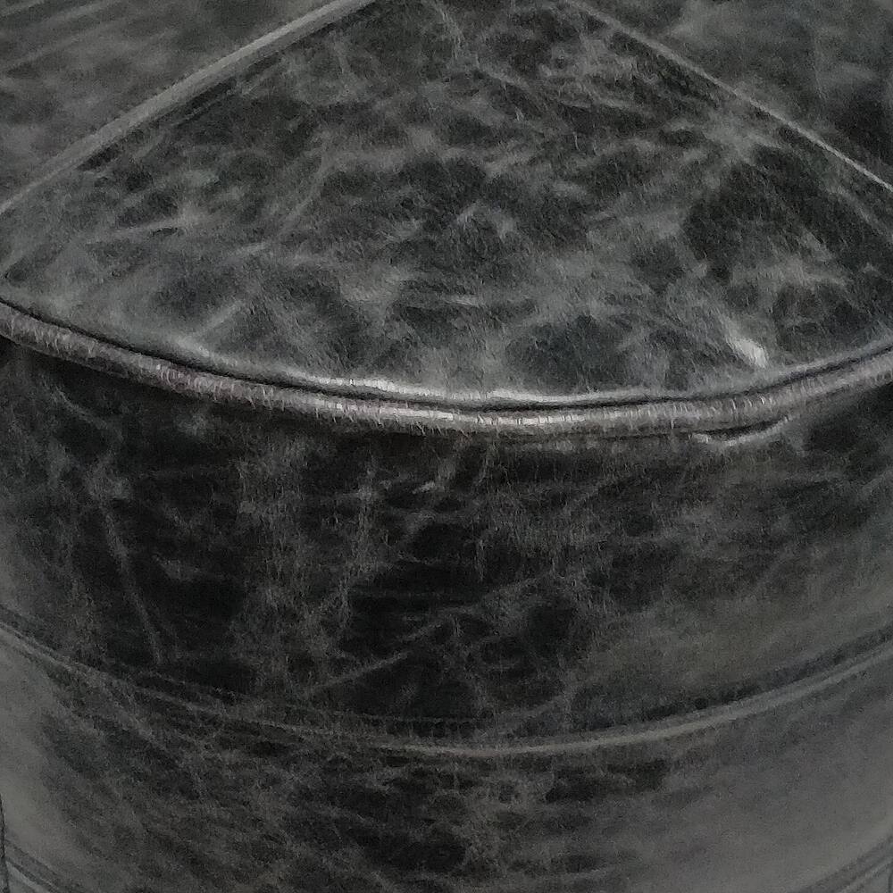 Alt View 13. Simpli Home - Connor Round Pouf - Distressed Black.
