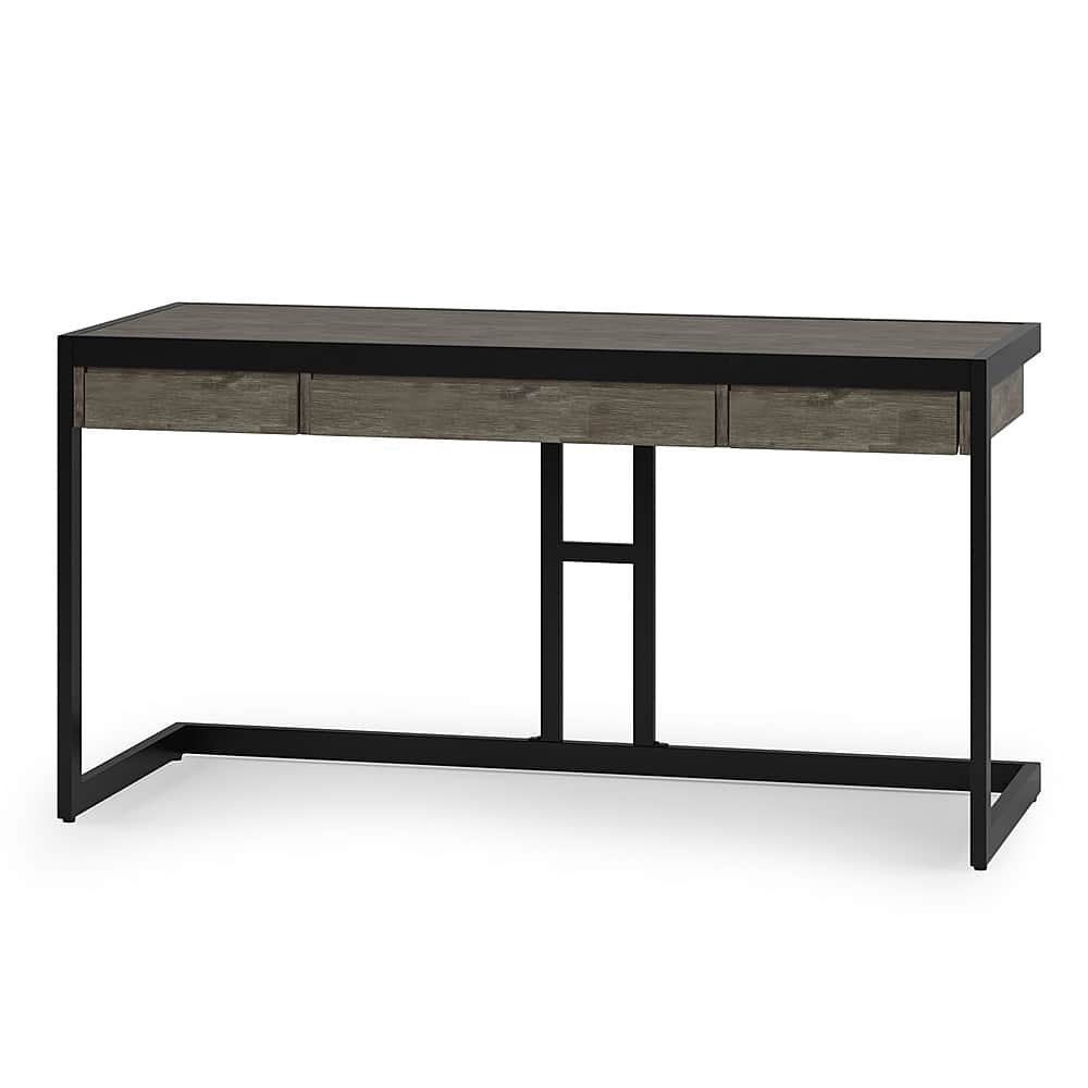 Angle. Simpli Home - Erina SOLID ACACIA WOOD Modern Industrial 60 inch Wide Writing Office Desk in Farmhouse Grey - Farmhouse Grey.