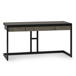 Simpli Home - Erina SOLID ACACIA WOOD Modern Industrial 60 inch Wide Writing Office Desk in - Farmhouse Grey - Front_Zoom