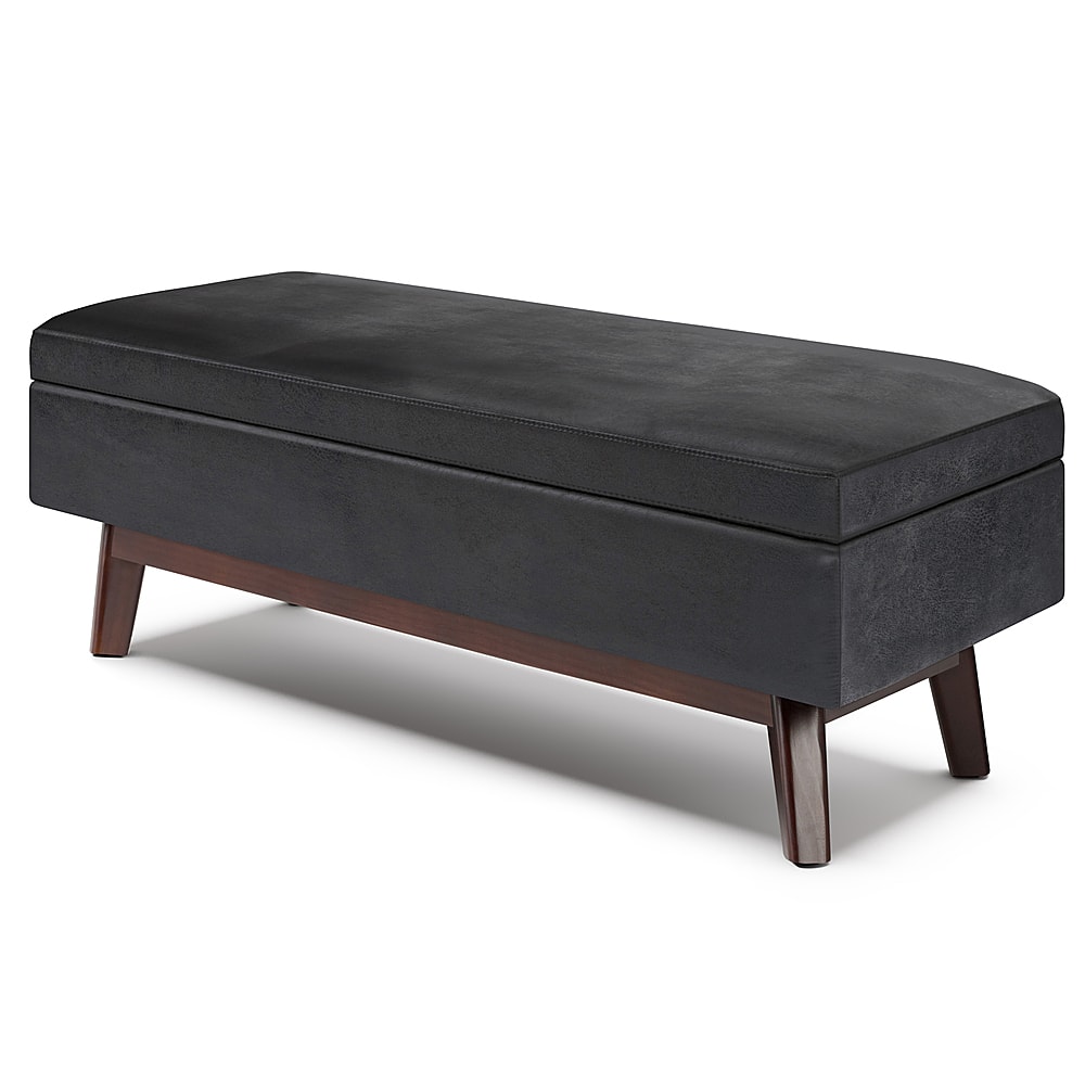 Angle View: Simpli Home - Owen Rectangular Storage Ottoman - Distressed Black