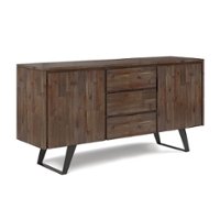 Simpli Home - Lowry Solid Acacia Wood and Metal 60 inch WideRectangle Modern Industrial Sideboard Buffet - Rustic Natural Aged Brown - Angle_Zoom