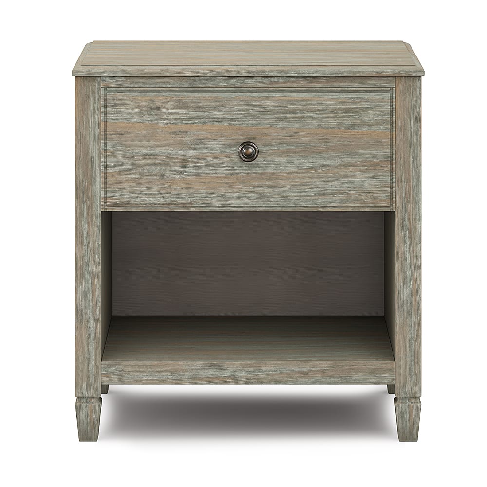 Left View: Simpli Home - Connaught Bedside Table - Distressed Grey