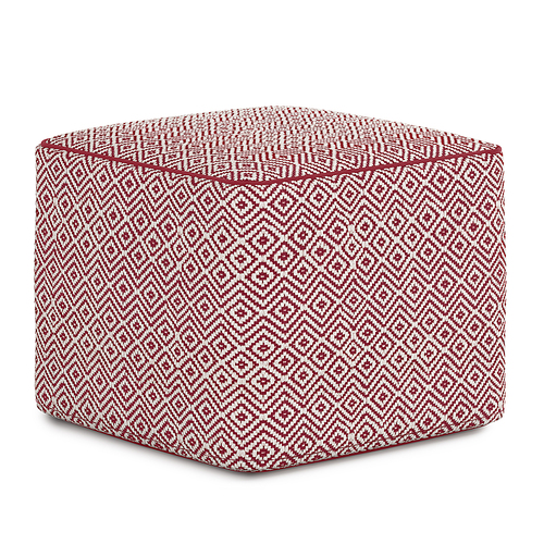 Simpli Home - Brynn Square Pouf - Patterned Maroon and Natural