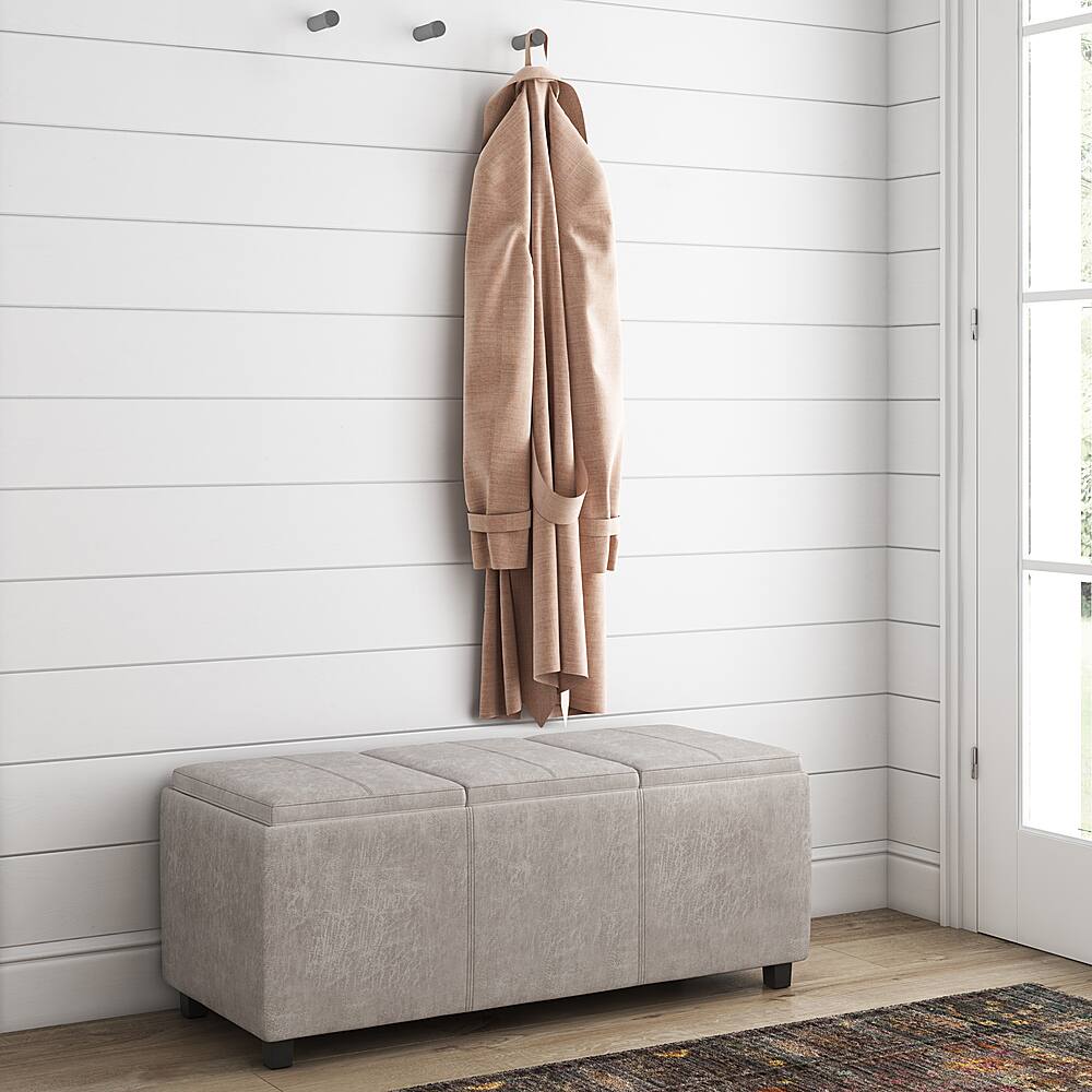 Alt View 11. Simpli Home - Avalon Storage Ottoman - Distressed Grey Taupe.