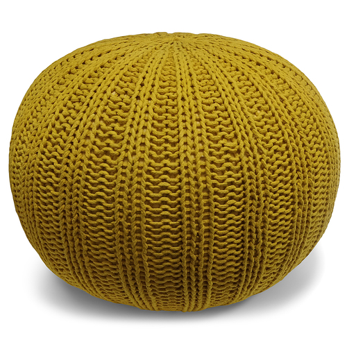 Simpli Home - Shelby Hand Knit Round Pouf - Mustard