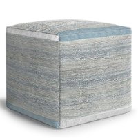 Simpli Home - Naya Cube Pouf - Blue Melange - Front_Zoom