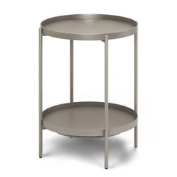Simpli Home - Monet Industrial 17 inch Wide Metal Metal End Table in - Warm Grey - Angle_Zoom