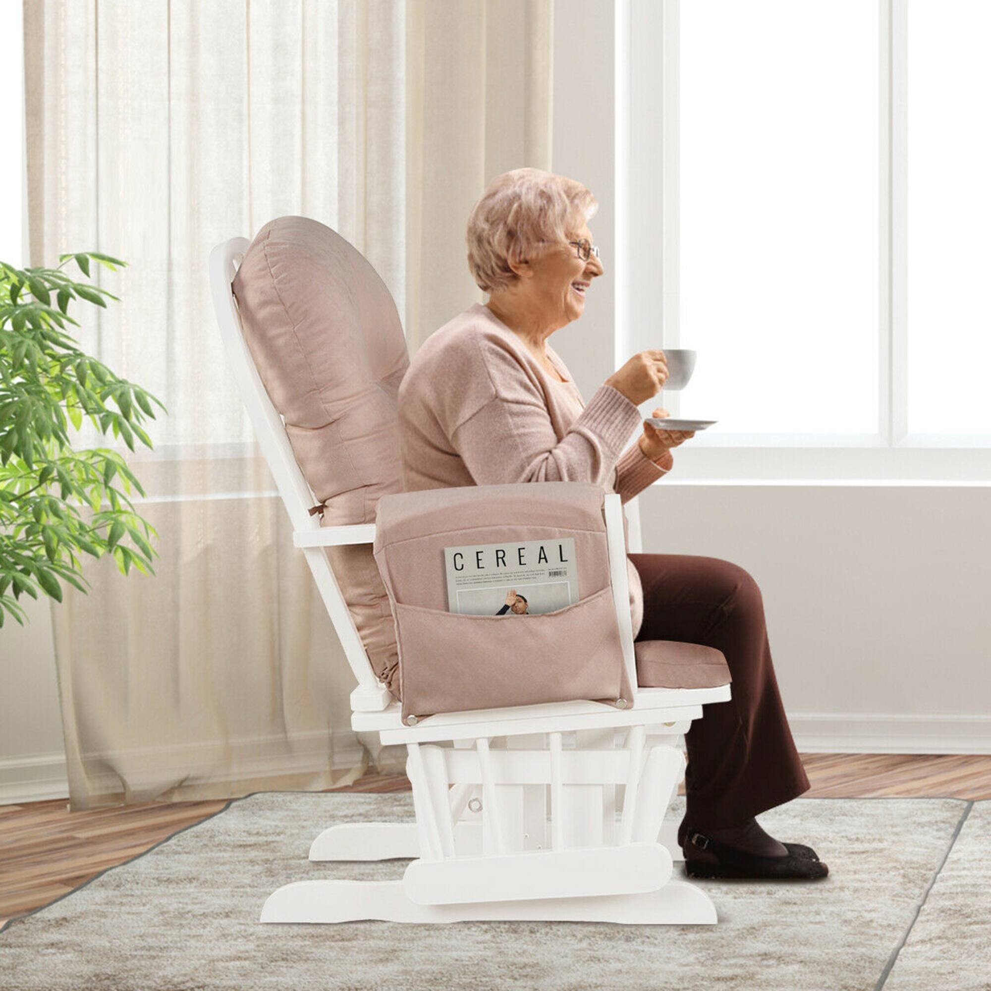 Alt View 3. Gymax - Gymax Baby Nursery Relax Rocker Rocking Chair Glider & Ottoman Set w/ Cushion Pink - Pink.