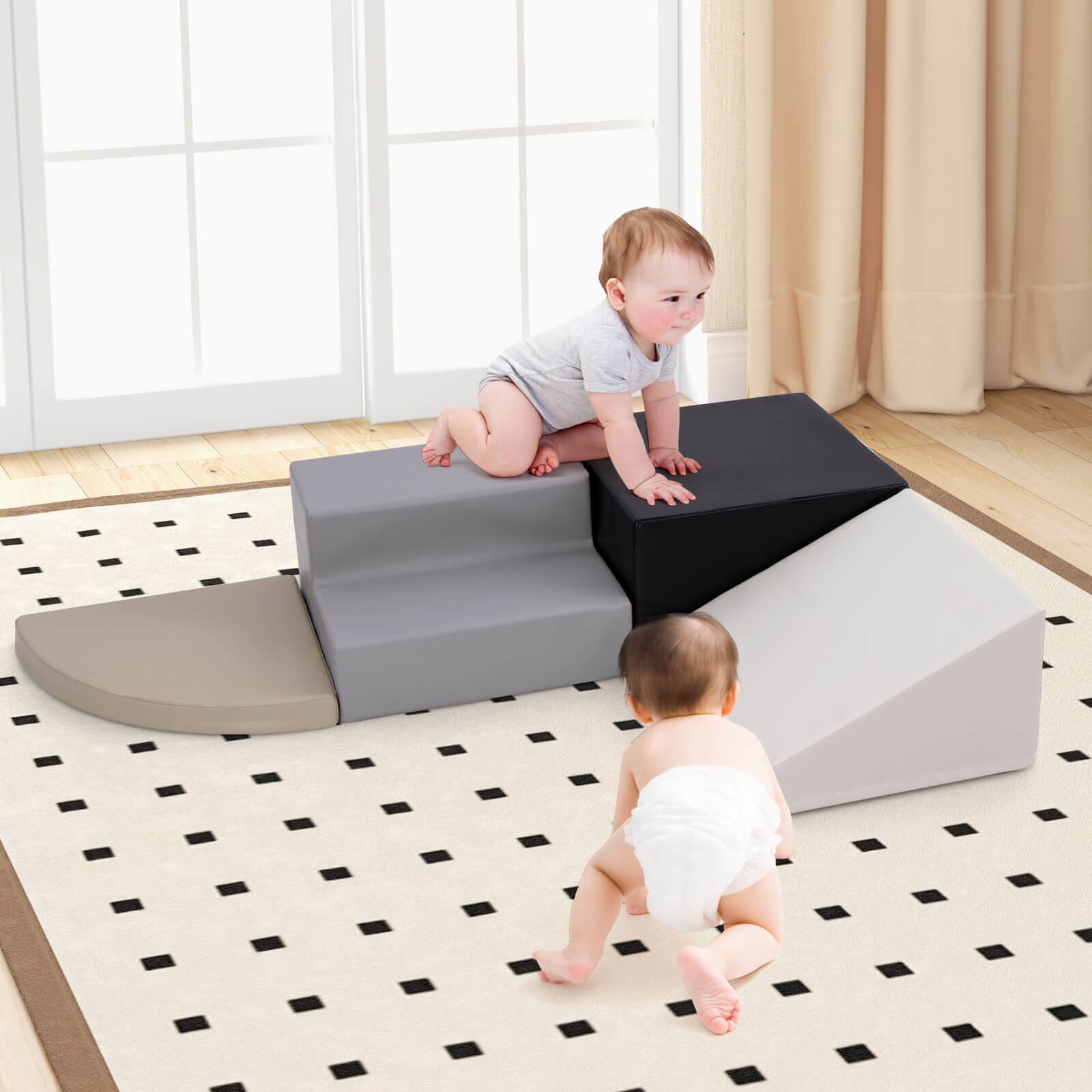 Alt View 3. Costway - Costway Climb and Crawl Foam Block Play Set for Children Development Indoor Active Play - Black,Gray.