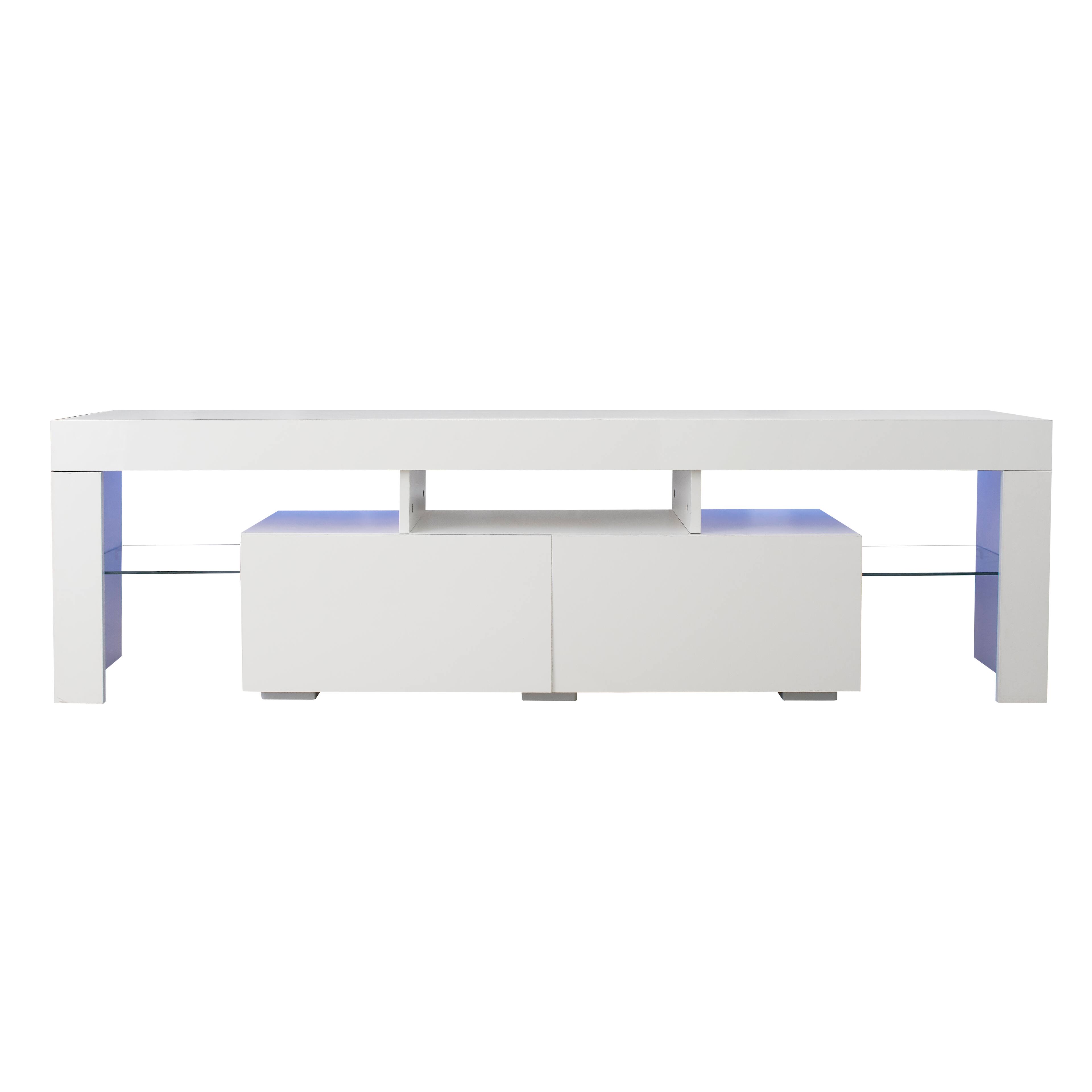 Alt View 5. GOODSILO - Modern Entertainment Center with LED Lights, Fits Up to 70 Inch TVs - White.