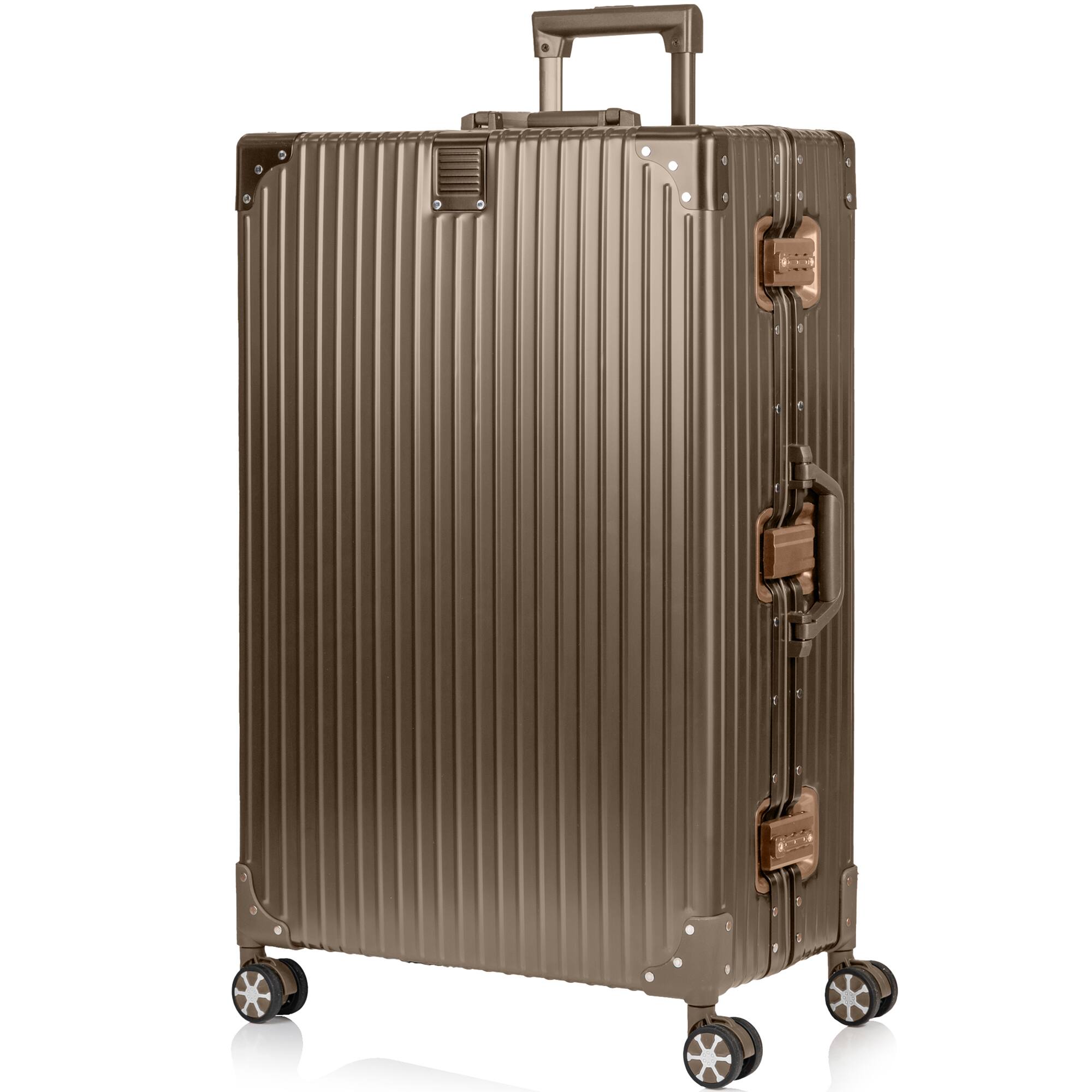 Angle. Champs - Elite Aluminum Collection Large Luggage Case - Titanium Gold.