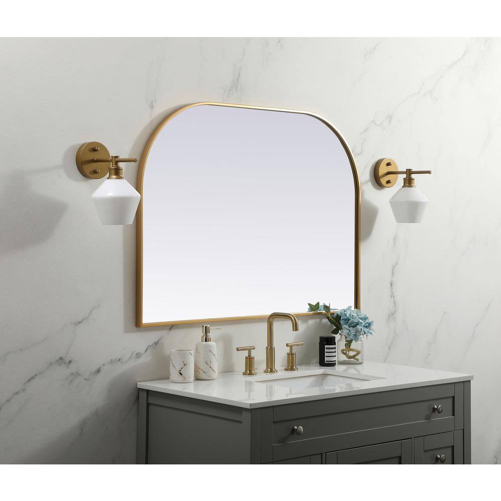 Alt View 4. Elegant Decor - Metal Frame Arch Mirror 42x30 Inch in Brass - Brass.