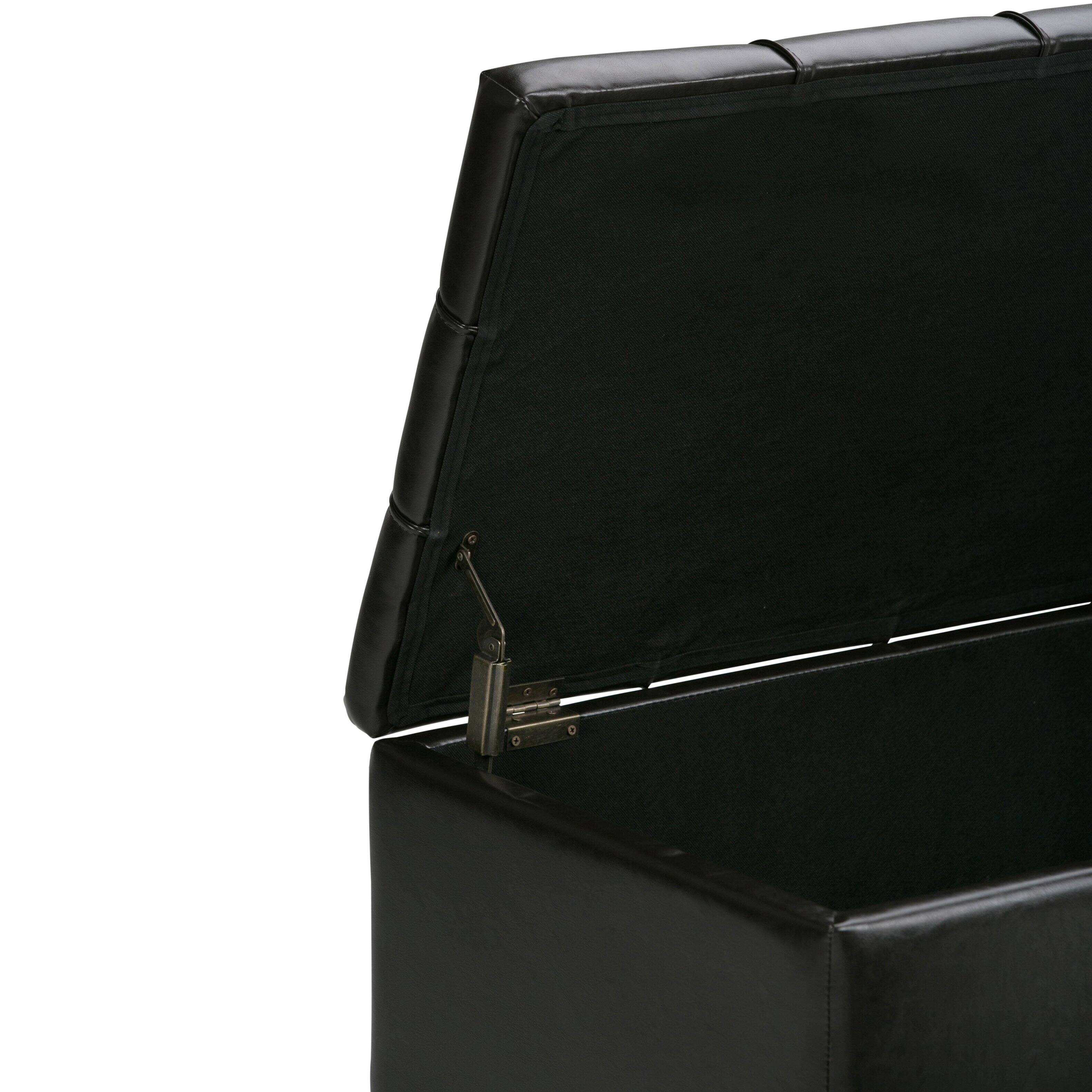 Alt View 4. Simpli Home - Dover 44 inch Wide Contemporary Rectangle 3 Pc Storage Ottoman in Tanners Brown Vegan Faux Leather, Assembled - Tanners Brown.