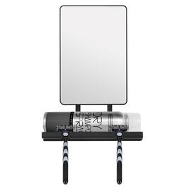 Dazzed Corner - Fogless Shower Mirror, 360° Adjustable with Storage Tray & Razor Holders - Black