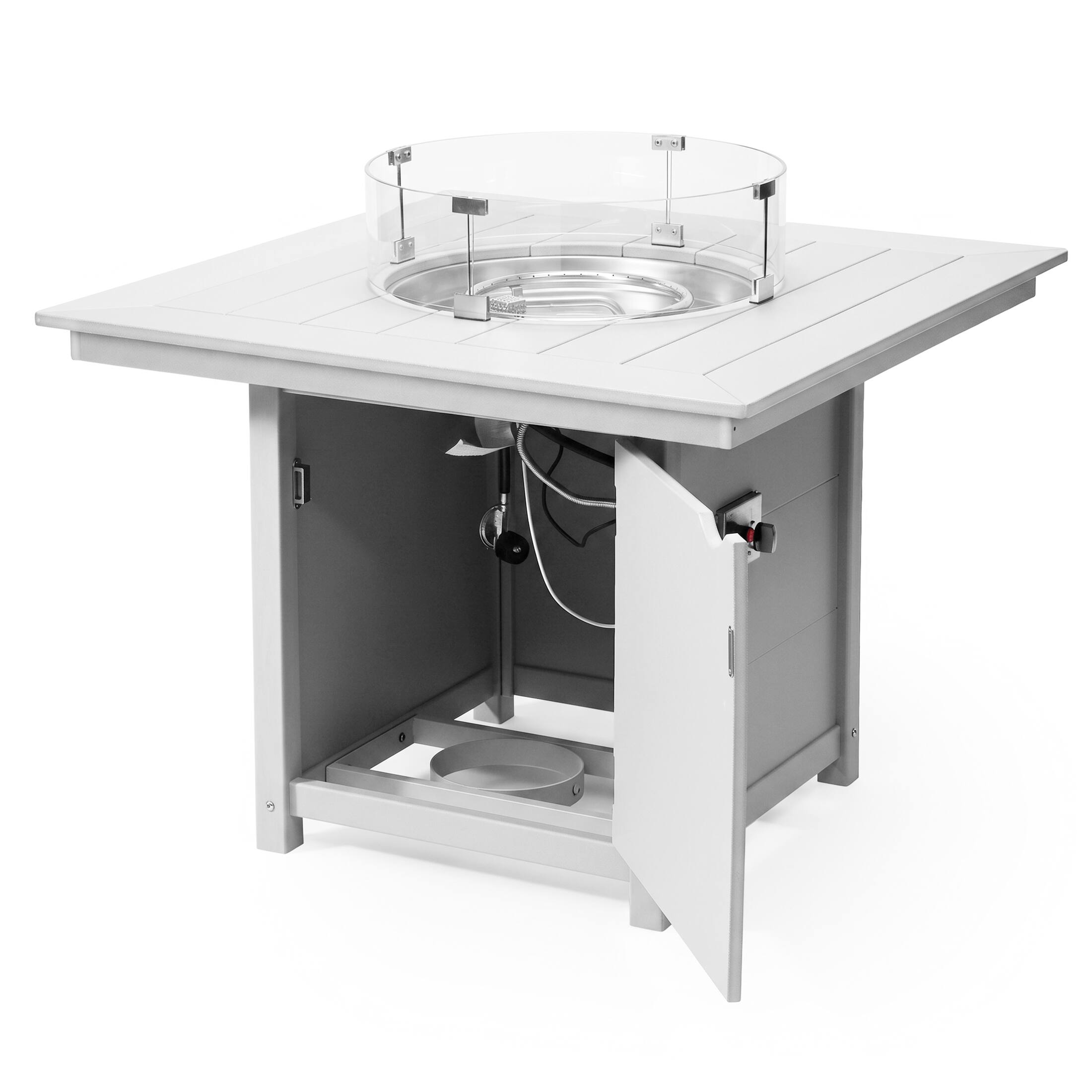 Left. WestinTrends - WestinTrends Helios Modern Outdoor Patio Propane 42" Square Fire Pit Table - White.