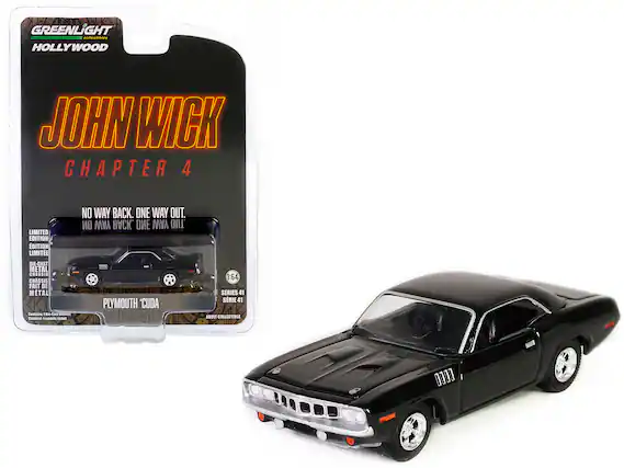 GREENLIGHT collectibles
HOLLYWOOD
JOHN WICK
CHAPTER 4
NO WAY BACK. ONE WAY OUT.
NO WAY BACK. ONE WAY OUT.
LIMITED EDITION
EDITION LIMITEE
DIE-CAST METAL
CHASSIS FAIT DE METAL
Contains:
Lani HSCH Dc
- - -
PLYMOUTH "CUDA
1:64
SERIES 41
SERIE 41
ADULT COLLECTIBLE
MODELE ADULTE COLLECTIBLE
1:64
SERIES 41
SERIE 41
ADULT COLLECTIBLE
MODELE ADULTE COLLECTIBLE
PLYMOUTH 'CUDA