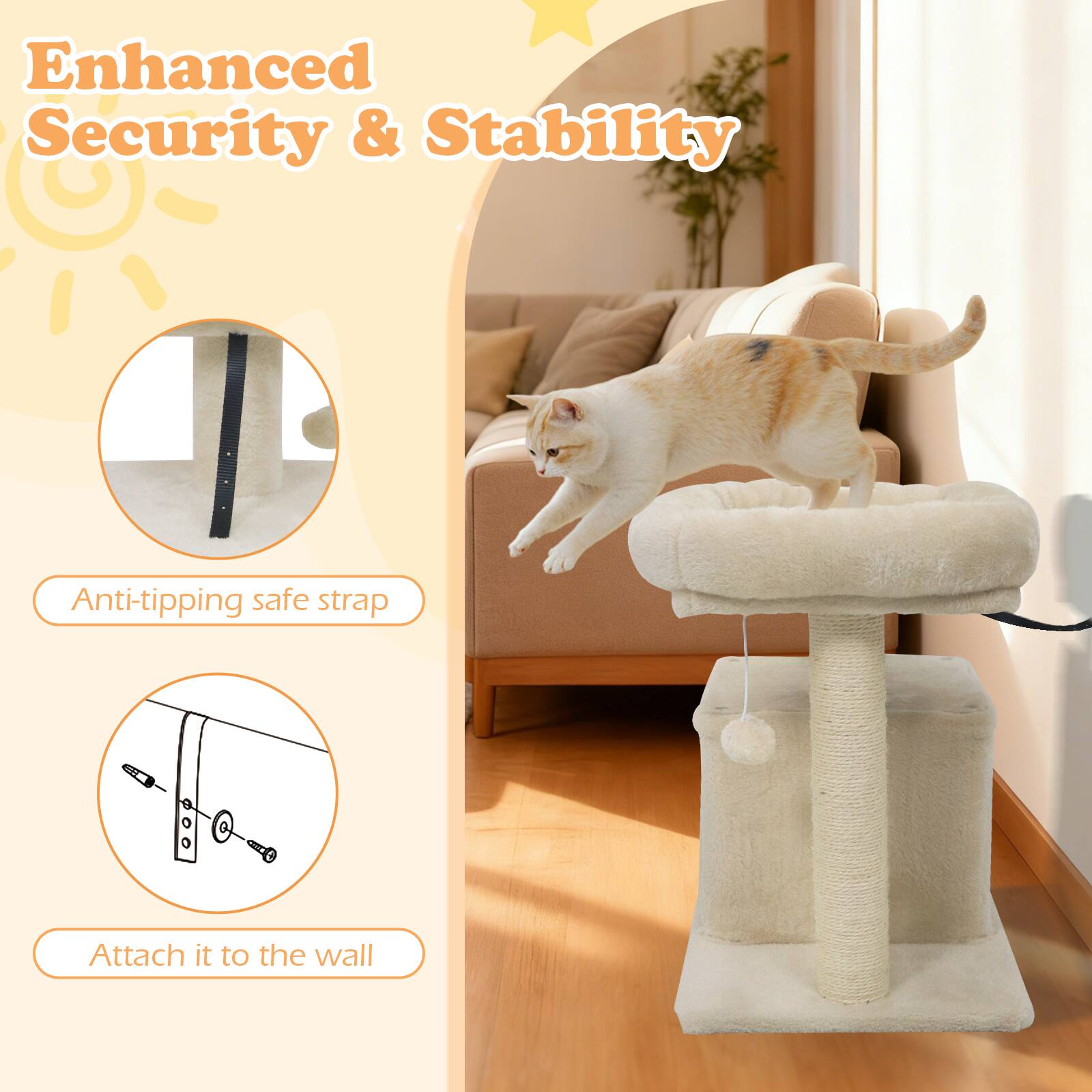 Enhanced Security & Stability

Anti-tipping safe strap

Attach it to the wall