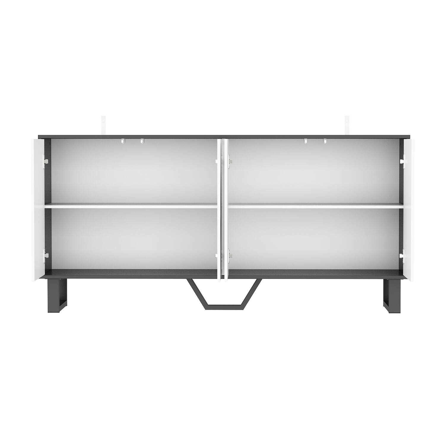 Left. Famapy - Famapy Credenza Sleek Storage with Safety + Smart Open Sideboard - White.